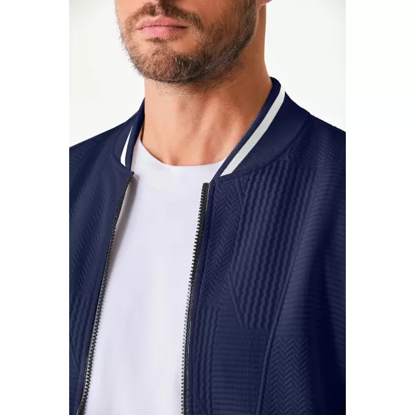 JMIERR Mens Casual Jacquard Bomber Jackets Color-Block Lightweight Varsity Jacket Fashion Zipper Coat with Pockets