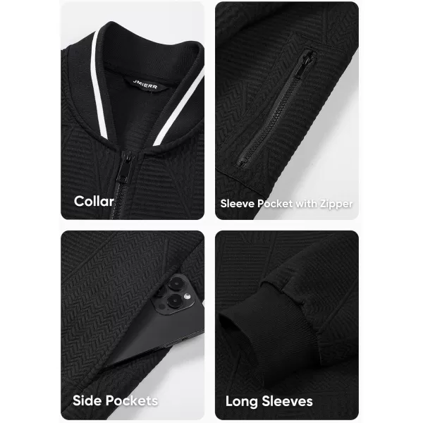 JMIERR Mens Casual Jacquard Bomber Jackets Color-Block Lightweight Varsity Jacket Fashion Zipper Coat with Pockets