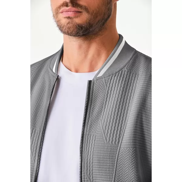 JMIERR Mens Casual Jacquard Bomber Jackets Color-Block Lightweight Varsity Jacket Fashion Zipper Coat with Pockets
