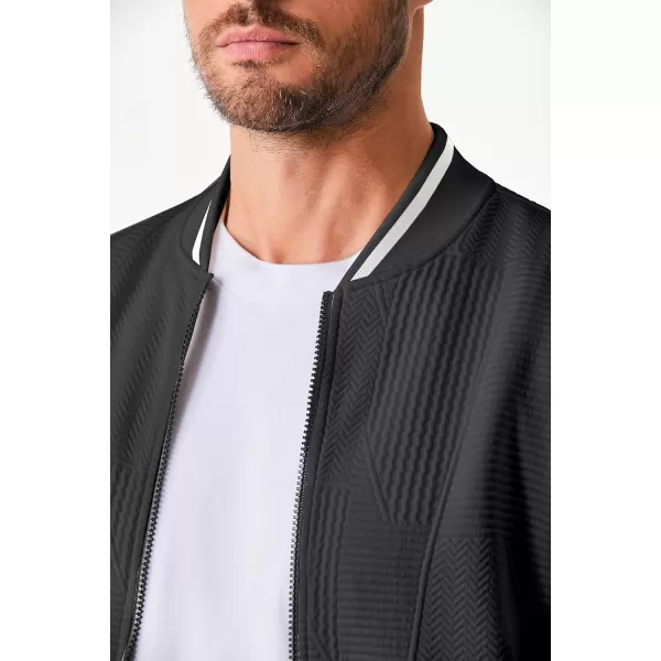 JMIERR Mens Casual Jacquard Bomber Jackets Color-Block Lightweight Varsity Jacket Fashion Zipper Coat with Pockets