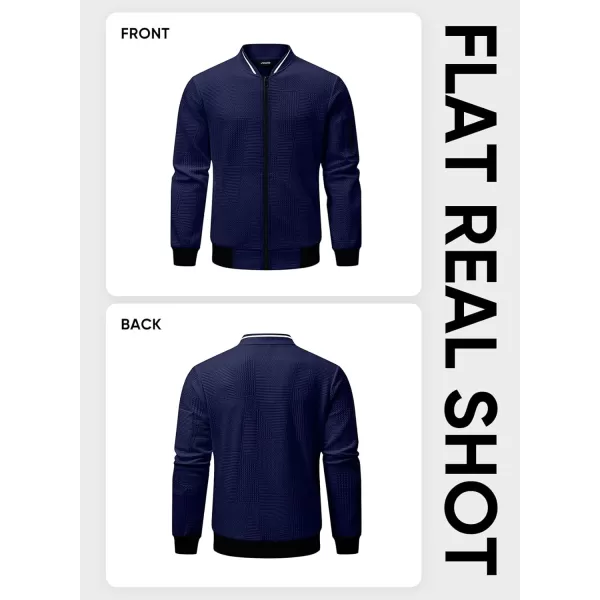 JMIERR Mens Casual Jacquard Bomber Jackets Color-Block Lightweight Varsity Jacket Fashion Zipper Coat with Pockets