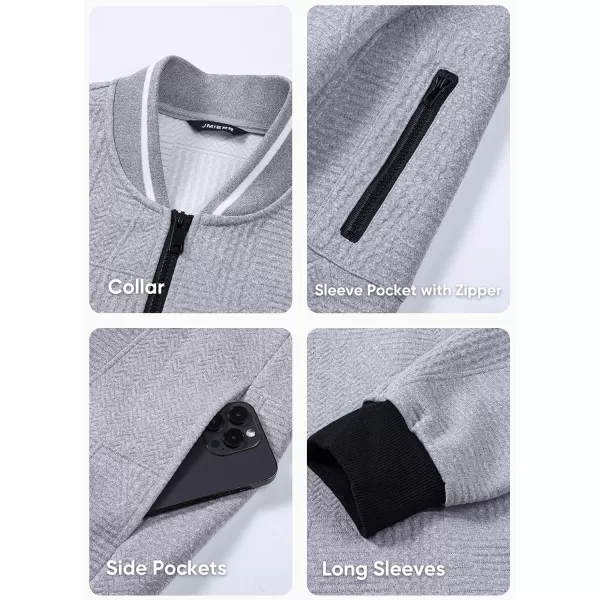 JMIERR Mens Casual Jacquard Bomber Jackets Color-Block Lightweight Varsity Jacket Fashion Zipper Coat with Pockets