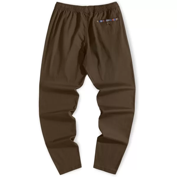 JMIERR Men's Casual Pants Cotton Twill Elastic Drawstring Waist Tapered Chino Pants with Pockets