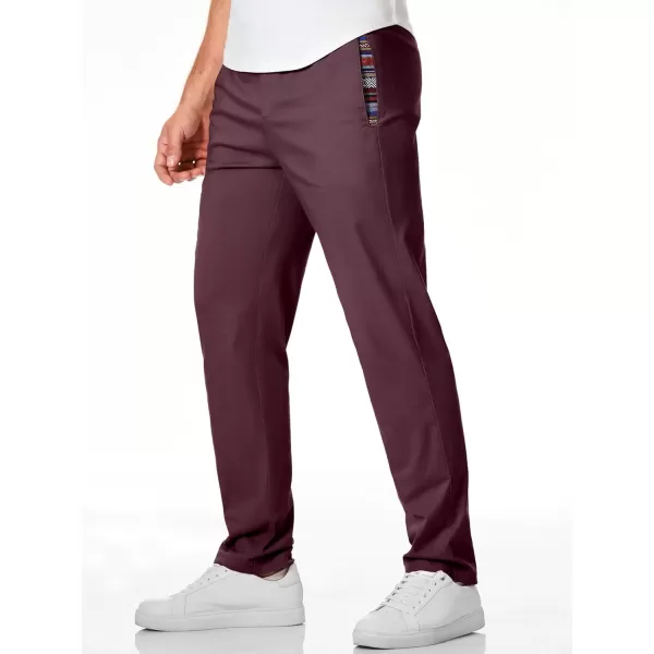 JMIERR Men's Casual Pants Cotton Twill Elastic Drawstring Waist Tapered Chino Pants with Pockets