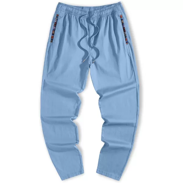 JMIERR Men's Casual Pants Cotton Twill Elastic Drawstring Waist Tapered Chino Pants with Pockets
