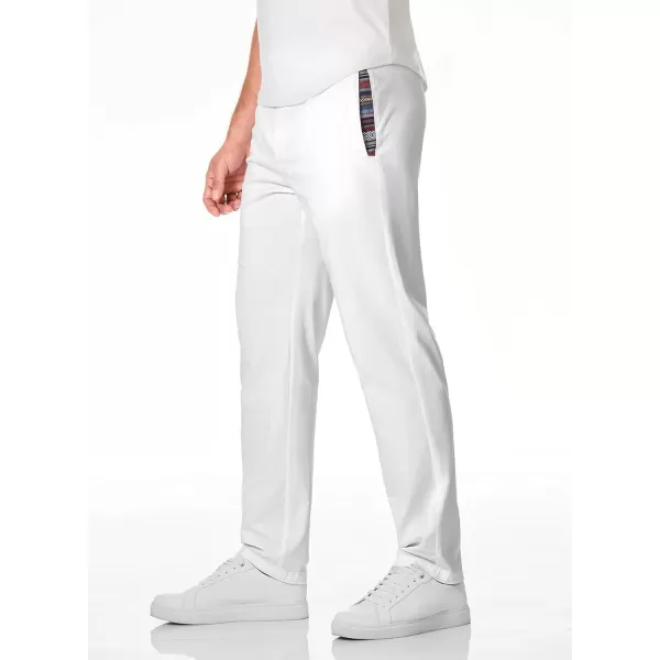 JMIERR Men's Casual Pants Cotton Twill Elastic Drawstring Waist Tapered Chino Pants with Pockets
