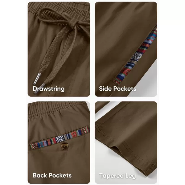 JMIERR Men's Casual Pants Cotton Twill Elastic Drawstring Waist Tapered Chino Pants with Pockets