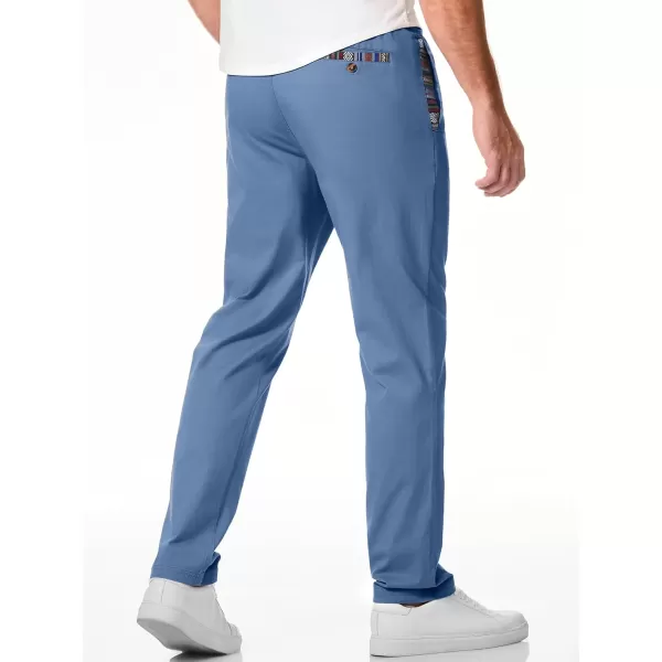 JMIERR Men's Casual Pants Cotton Twill Elastic Drawstring Waist Tapered Chino Pants with Pockets