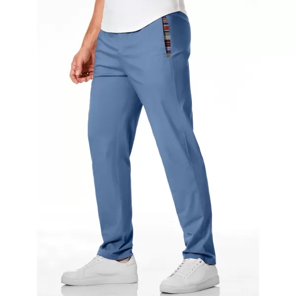 JMIERR Men's Casual Pants Cotton Twill Elastic Drawstring Waist Tapered Chino Pants with Pockets