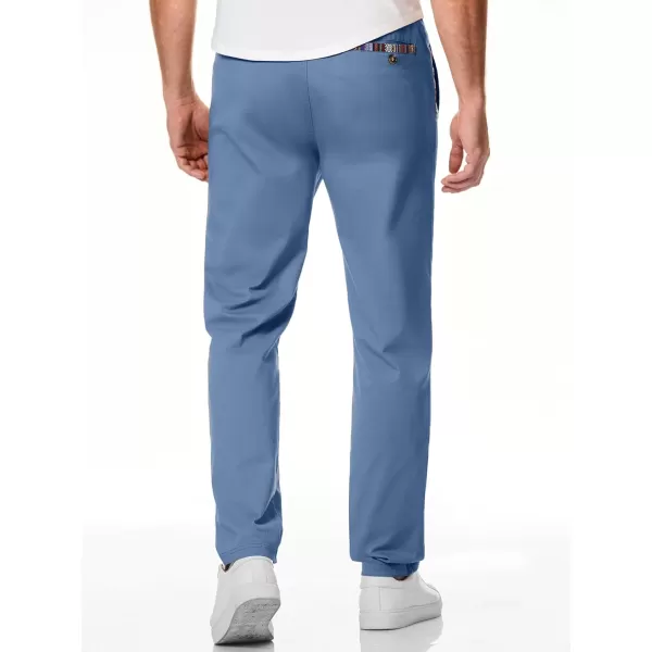JMIERR Men's Casual Pants Cotton Twill Elastic Drawstring Waist Tapered Chino Pants with Pockets