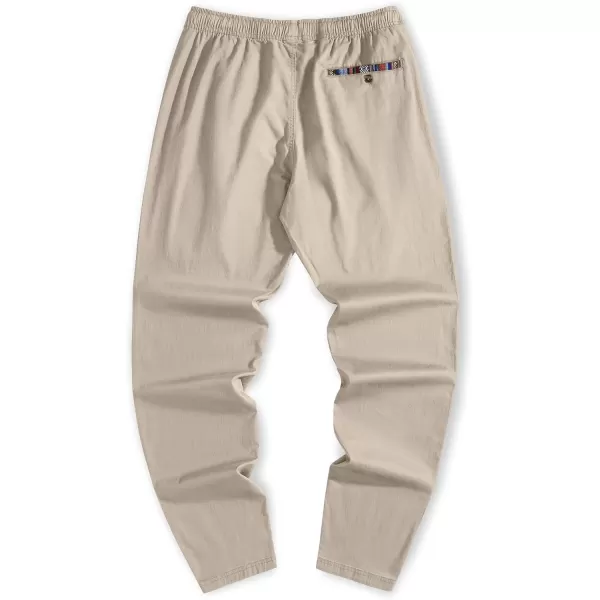 JMIERR Men's Casual Pants Cotton Twill Elastic Drawstring Waist Tapered Chino Pants with Pockets