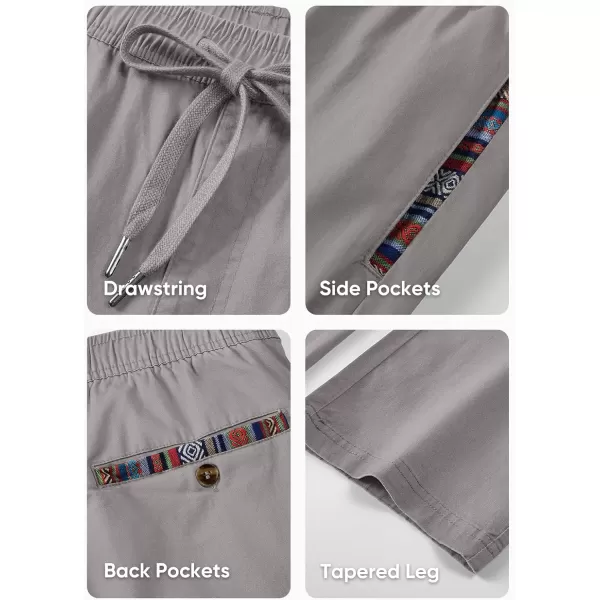 JMIERR Men's Casual Pants Cotton Twill Elastic Drawstring Waist Tapered Chino Pants with Pockets