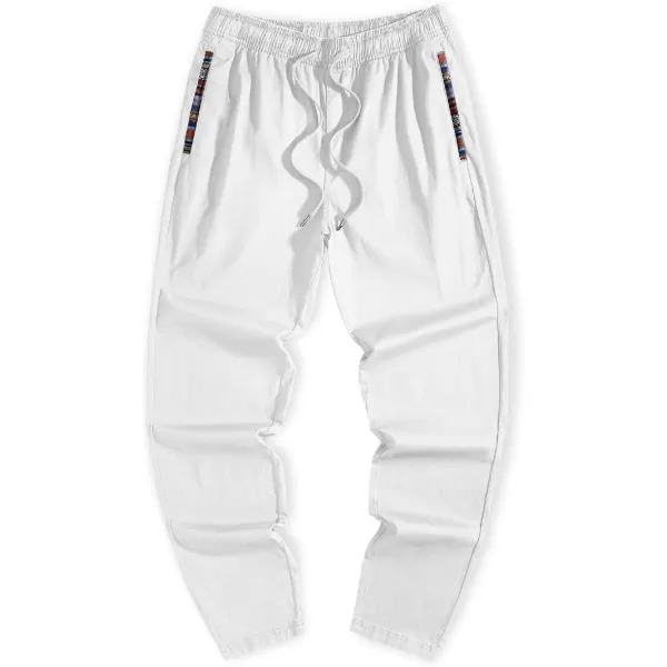 JMIERR Men's Casual Pants Cotton Twill Elastic Drawstring Waist Tapered Chino Pants with Pockets