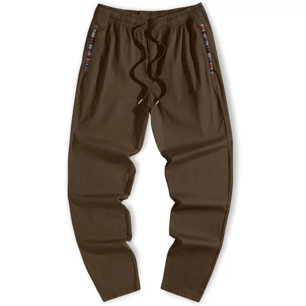 JMIERR Men's Casual Pants Cotton Twill Elastic Drawstring Waist Tapered Chino Pants with Pockets