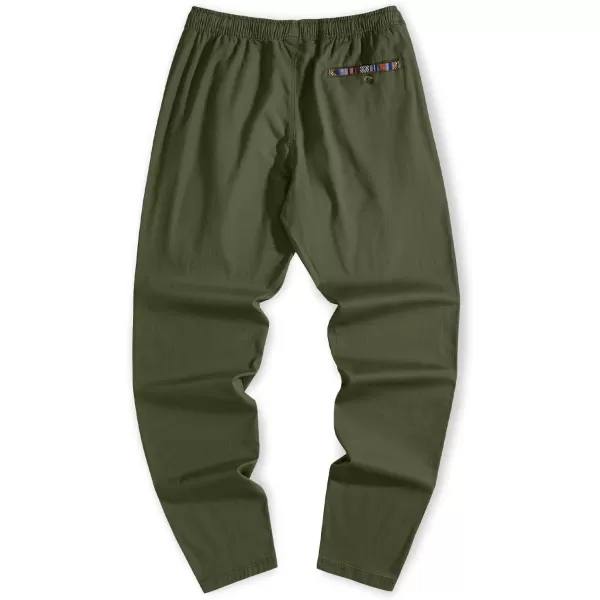 JMIERR Men's Casual Pants Cotton Twill Elastic Drawstring Waist Tapered Chino Pants with Pockets