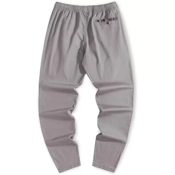 JMIERR Men's Casual Pants Cotton Twill Elastic Drawstring Waist Tapered Chino Pants with Pockets