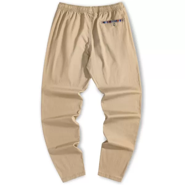 JMIERR Men's Casual Pants Cotton Twill Elastic Drawstring Waist Tapered Chino Pants with Pockets