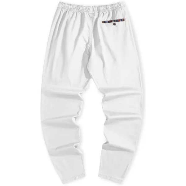 JMIERR Men's Casual Pants Cotton Twill Elastic Drawstring Waist Tapered Chino Pants with Pockets