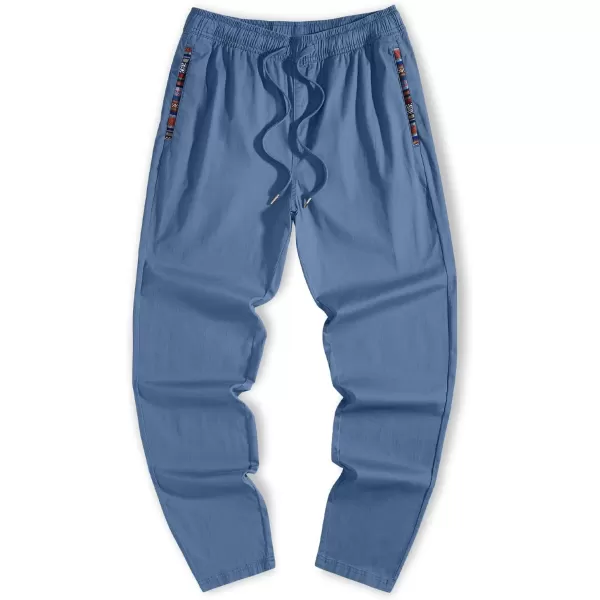 JMIERR Men's Casual Pants Cotton Twill Elastic Drawstring Waist Tapered Chino Pants with Pockets