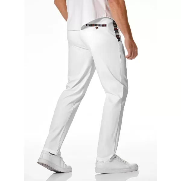 JMIERR Men's Casual Pants Cotton Twill Elastic Drawstring Waist Tapered Chino Pants with Pockets