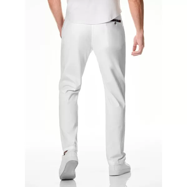 JMIERR Men's Casual Pants Cotton Twill Elastic Drawstring Waist Tapered Chino Pants with Pockets