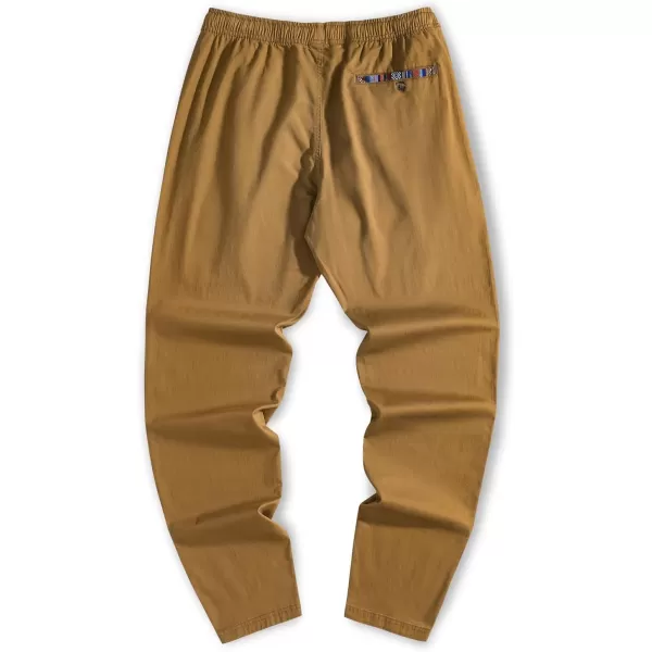 JMIERR Men's Casual Pants Cotton Twill Elastic Drawstring Waist Tapered Chino Pants with Pockets