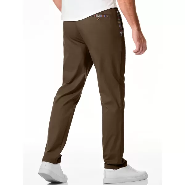 JMIERR Men's Casual Pants Cotton Twill Elastic Drawstring Waist Tapered Chino Pants with Pockets