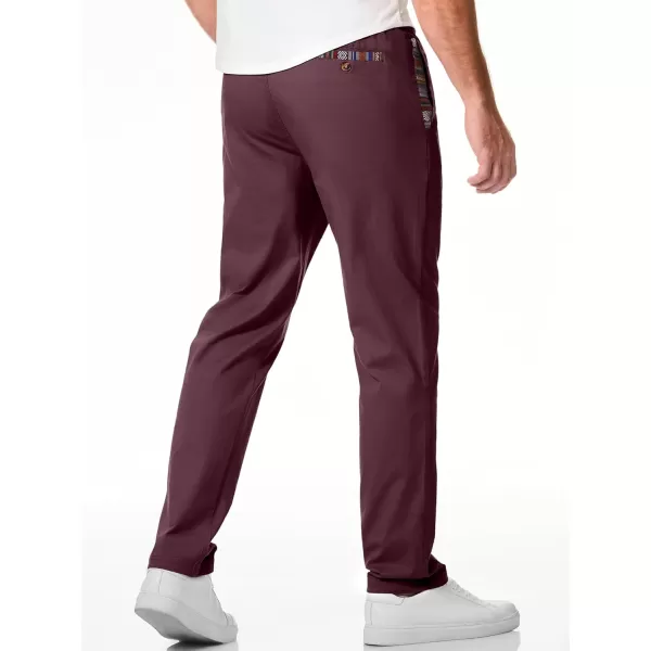 JMIERR Men's Casual Pants Cotton Twill Elastic Drawstring Waist Tapered Chino Pants with Pockets