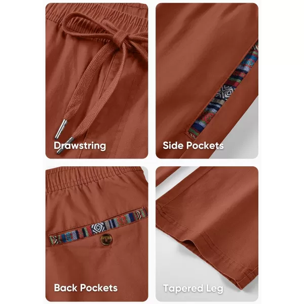 JMIERR Men's Casual Pants Cotton Twill Elastic Drawstring Waist Tapered Chino Pants with Pockets