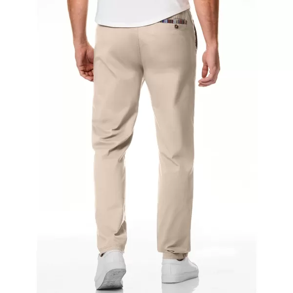 JMIERR Men's Casual Pants Cotton Twill Elastic Drawstring Waist Tapered Chino Pants with Pockets
