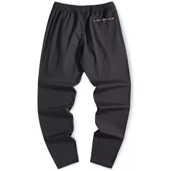 JMIERR Men's Casual Pants Cotton Twill Elastic Drawstring Waist Tapered Chino Pants with Pockets