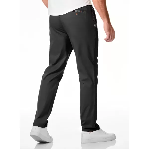 JMIERR Men's Casual Pants Cotton Twill Elastic Drawstring Waist Tapered Chino Pants with Pockets