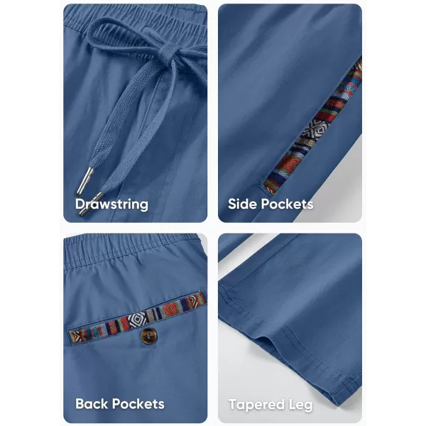 JMIERR Men's Casual Pants Cotton Twill Elastic Drawstring Waist Tapered Chino Pants with Pockets