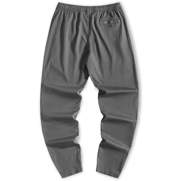 JMIERR Men's Casual Pants Cotton Twill Elastic Drawstring Waist Tapered Chino Pants with Pockets