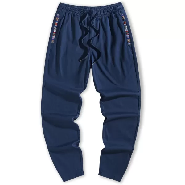 JMIERR Men's Casual Pants Cotton Twill Elastic Drawstring Waist Tapered Chino Pants with Pockets