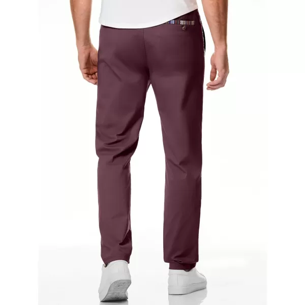 JMIERR Men's Casual Pants Cotton Twill Elastic Drawstring Waist Tapered Chino Pants with Pockets