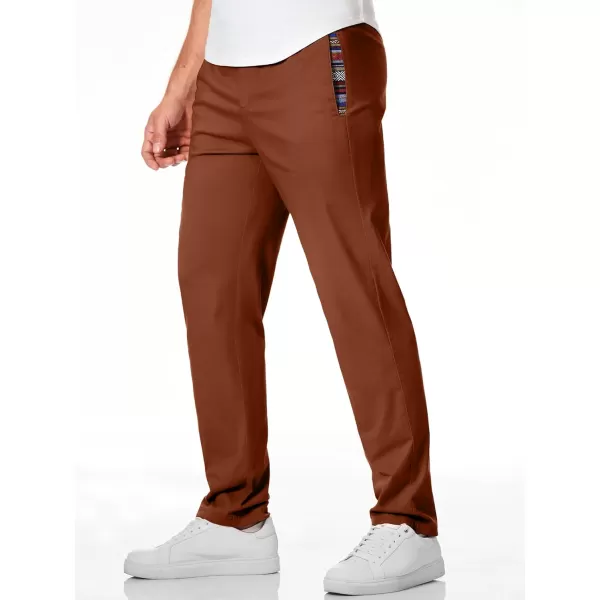 JMIERR Men's Casual Pants Cotton Twill Elastic Drawstring Waist Tapered Chino Pants with Pockets