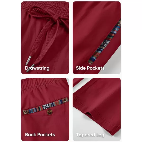 JMIERR Men's Casual Pants Cotton Twill Elastic Drawstring Waist Tapered Chino Pants with Pockets