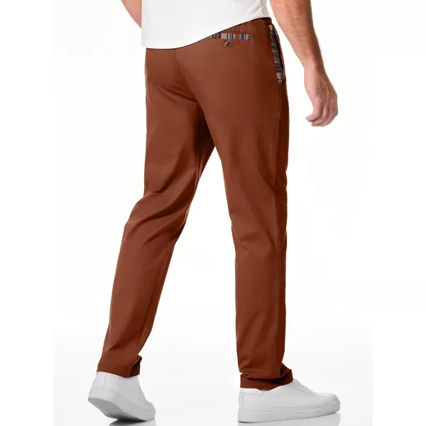 JMIERR Men's Casual Pants Cotton Twill Elastic Drawstring Waist Tapered Chino Pants with Pockets