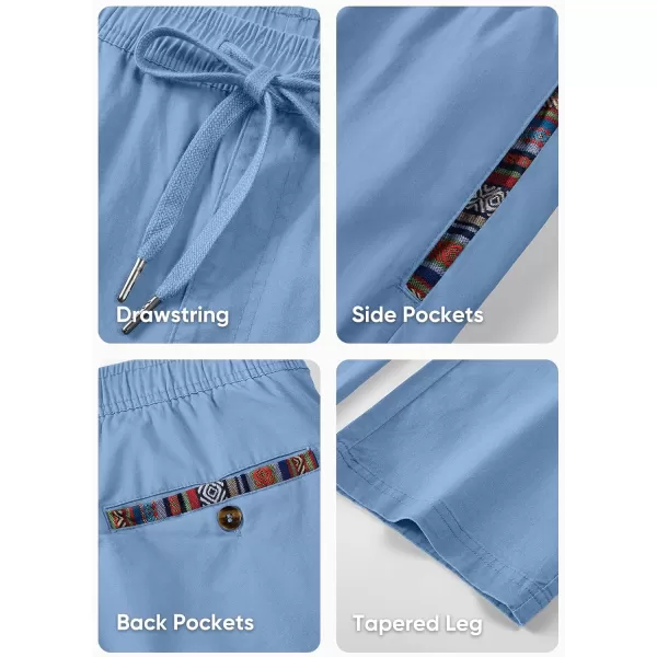 JMIERR Men's Casual Pants Cotton Twill Elastic Drawstring Waist Tapered Chino Pants with Pockets