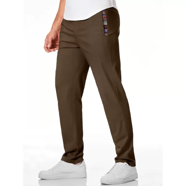 JMIERR Men's Casual Pants Cotton Twill Elastic Drawstring Waist Tapered Chino Pants with Pockets