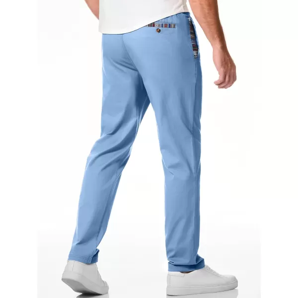 JMIERR Men's Casual Pants Cotton Twill Elastic Drawstring Waist Tapered Chino Pants with Pockets
