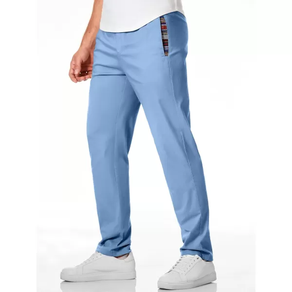 JMIERR Men's Casual Pants Cotton Twill Elastic Drawstring Waist Tapered Chino Pants with Pockets
