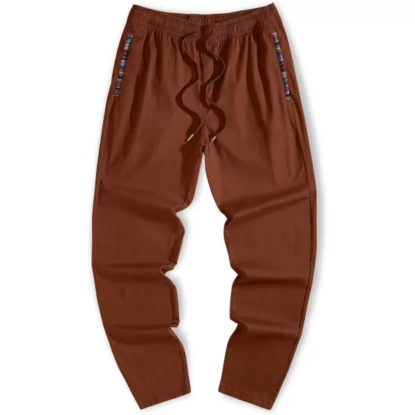 JMIERR Men's Casual Pants Cotton Twill Elastic Drawstring Waist Tapered Chino Pants with Pockets