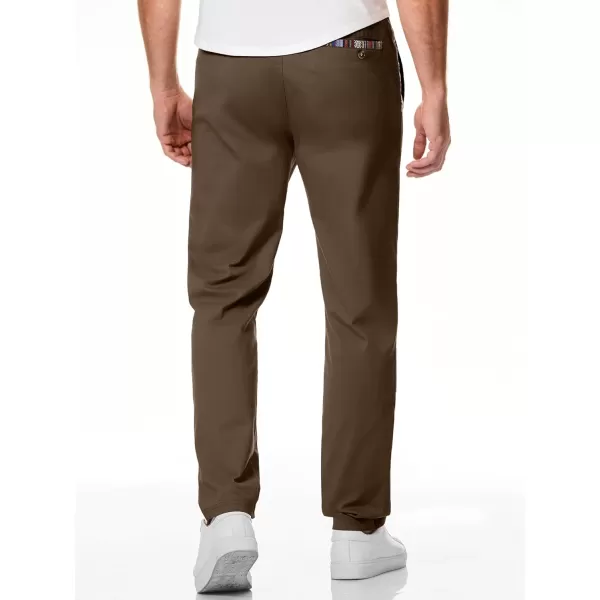 JMIERR Men's Casual Pants Cotton Twill Elastic Drawstring Waist Tapered Chino Pants with Pockets