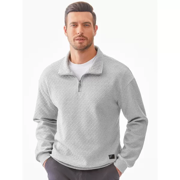 JMIERR Men's Quarter Zip Waffle Sweatshirts Casual Long Sleeve Solid Color Geometric Texture Pullover Knit Polo Sweatshirt