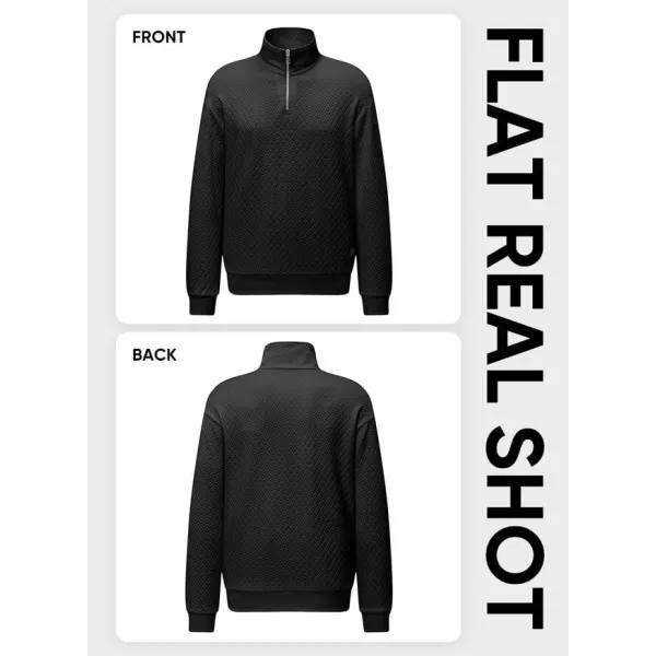 JMIERR Men's Quarter Zip Waffle Sweatshirts Casual Long Sleeve Solid Color Geometric Texture Pullover Knit Polo Sweatshirt