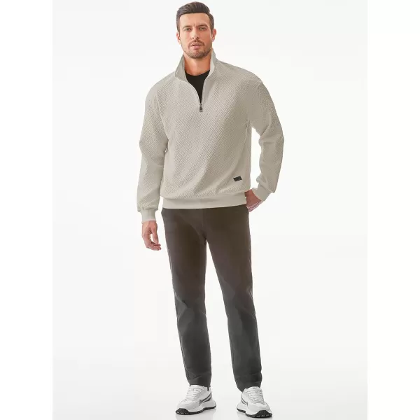JMIERR Men's Quarter Zip Waffle Sweatshirts Casual Long Sleeve Solid Color Geometric Texture Pullover Knit Polo Sweatshirt
