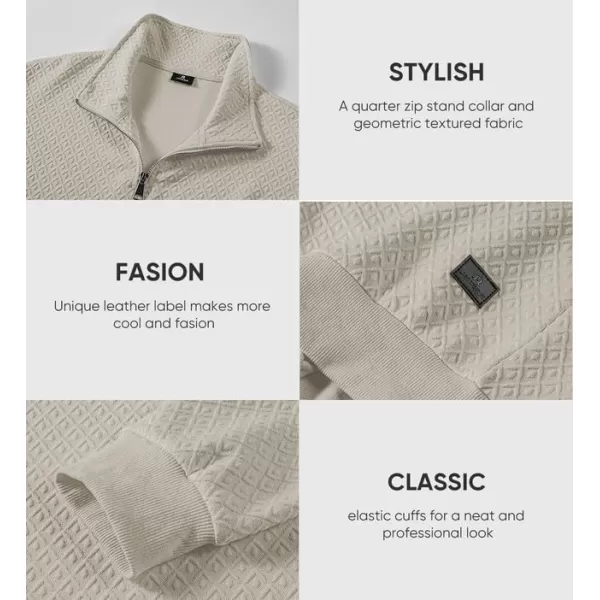 JMIERR Men's Quarter Zip Waffle Sweatshirts Casual Long Sleeve Solid Color Geometric Texture Pullover Knit Polo Sweatshirt