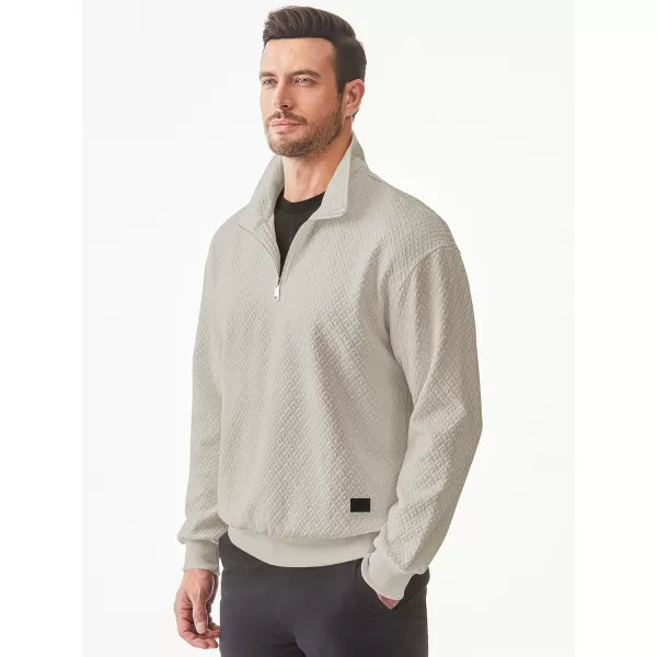 JMIERR Men's Quarter Zip Waffle Sweatshirts Casual Long Sleeve Solid Color Geometric Texture Pullover Knit Polo Sweatshirt